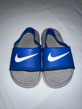 Nike Kids Royal Blue Slides with White Swoosh